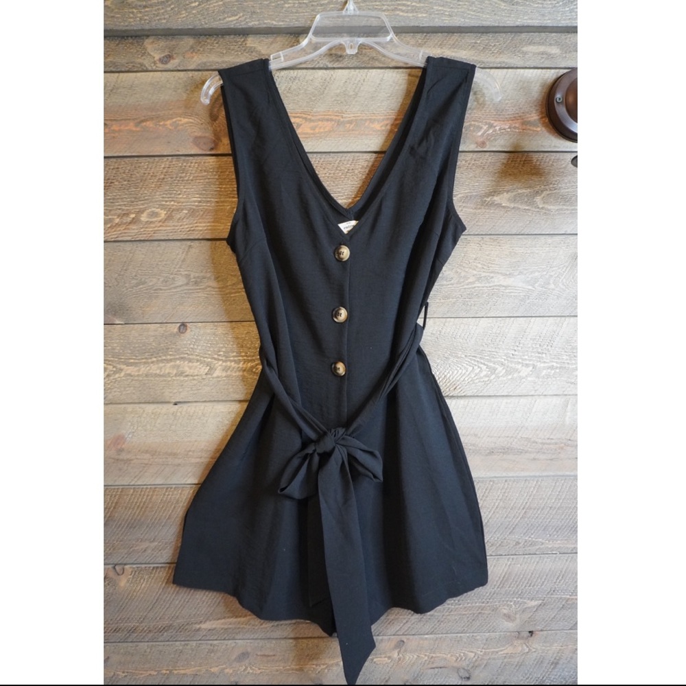 NWOT Black Entro Romper with belt and buttons